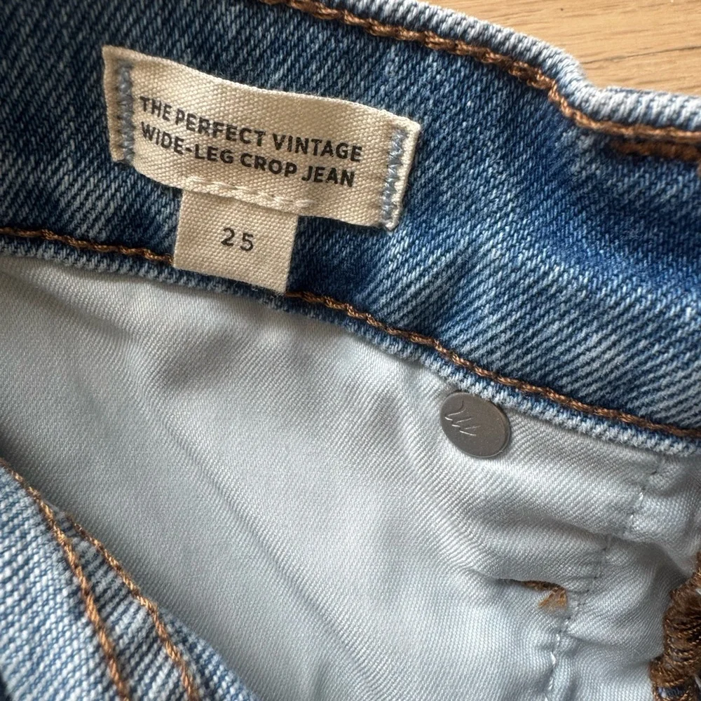 Madewell Perfect Vintage Wide Leg Jeans High Rise Raw Hem Size 25 - Picture 8 of 11